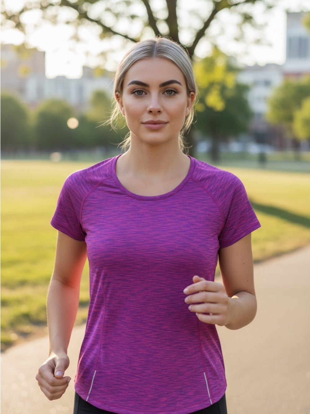 Velocity Women's Heathered Magenta Short Sleeve Active Tee